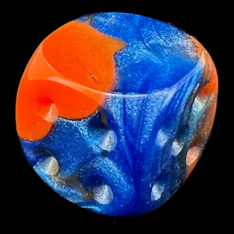 TDSO Duel Orange & Blue Blank Faced Uninked D6 Spot Dice
