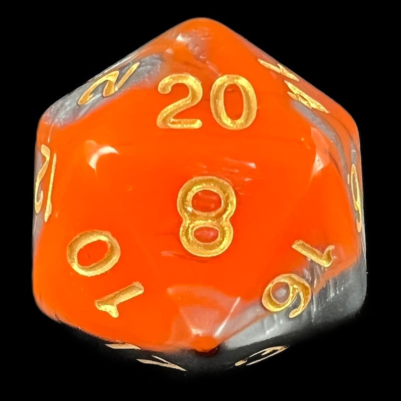 TDSO Duel Orange & Steel D20 Dice