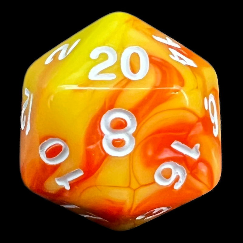 TDSO Duel Orange & Yellow D20 Dice