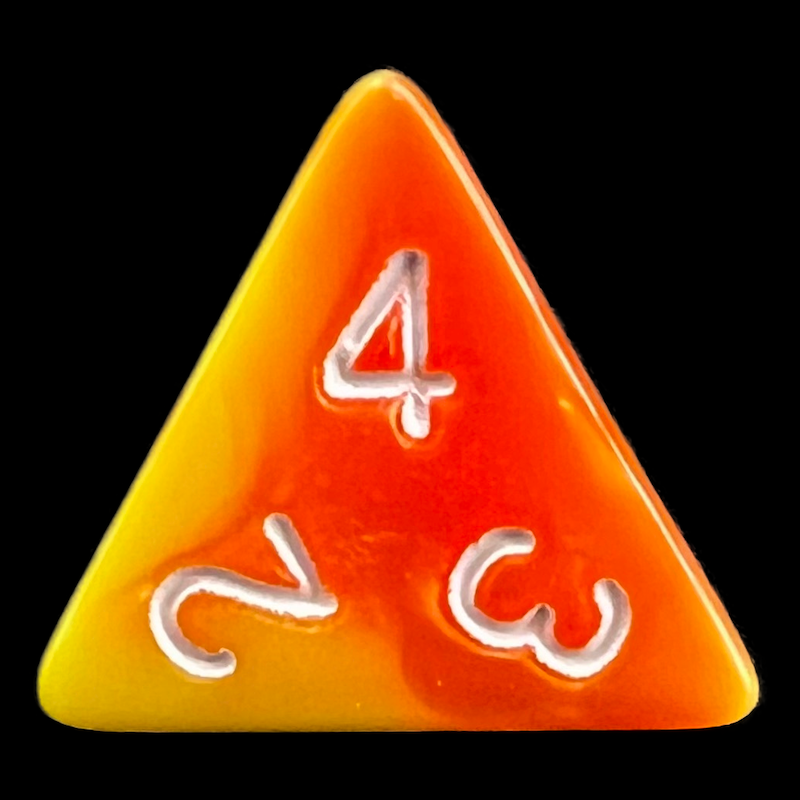 TDSO Duel Orange & Yellow D4 Dice