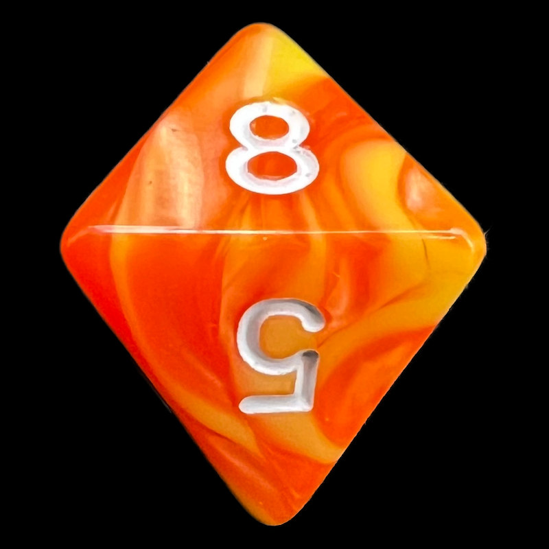 TDSO Duel Orange & Yellow D8 Dice