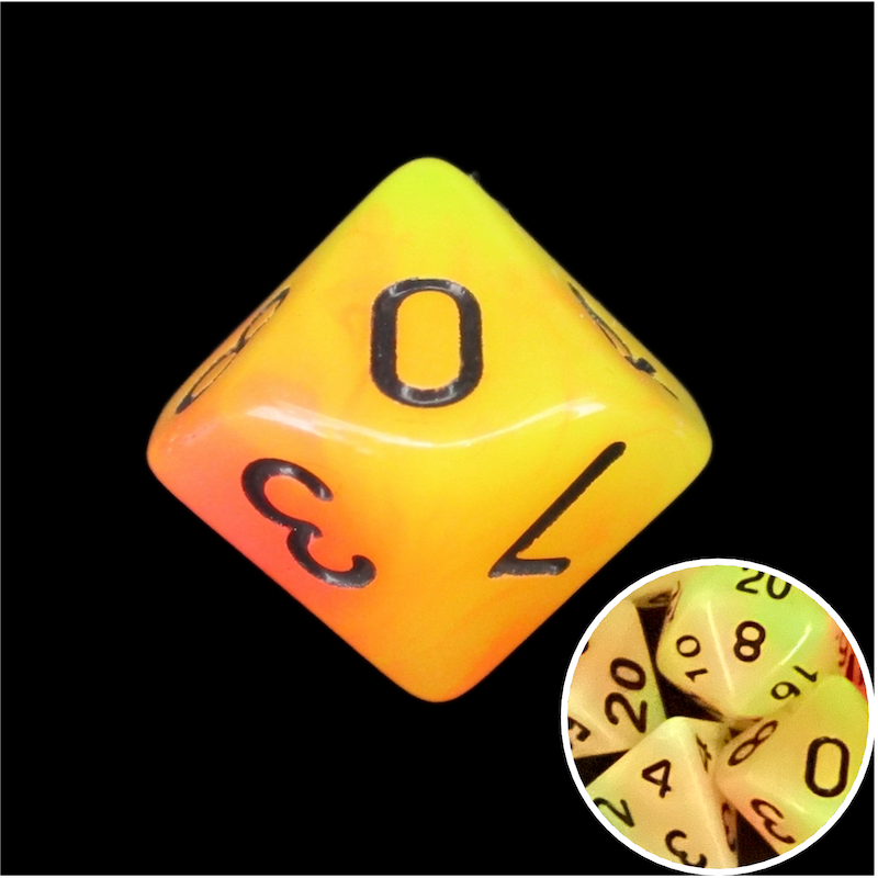 TDSO Duel Orange & Yellow Glow in the Dark D10 Dice