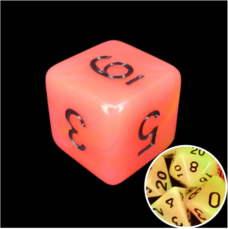 TDSO Duel Orange & Yellow Glow in the Dark D6 Dice