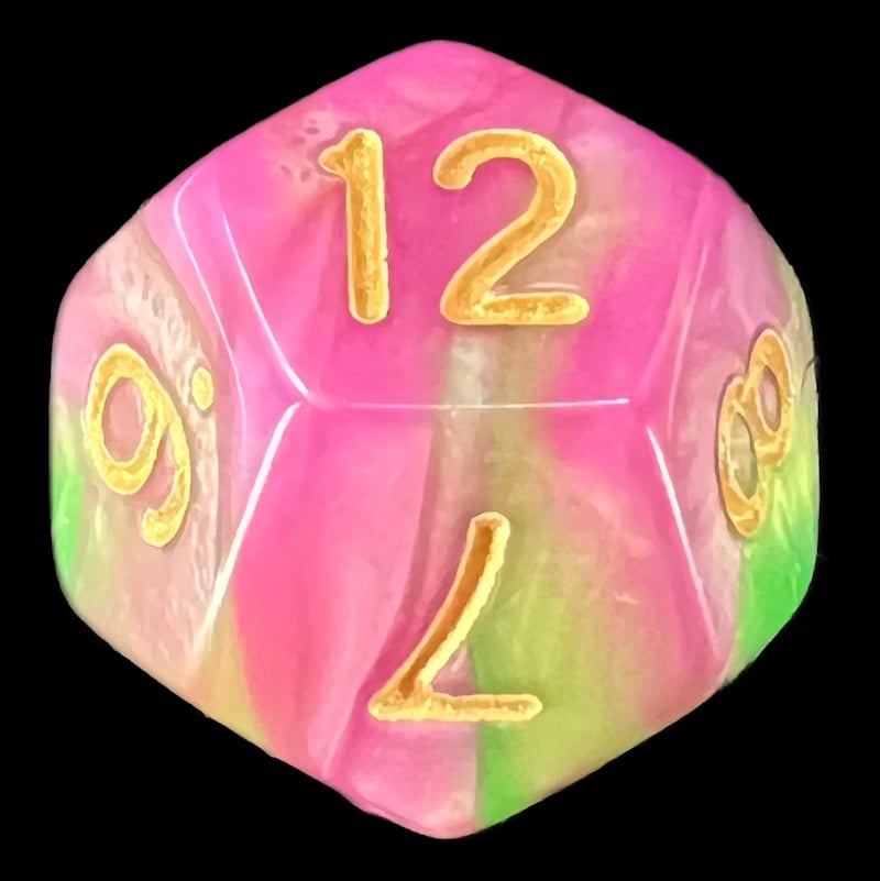 TDSO Duel Green & Rose D12 Dice