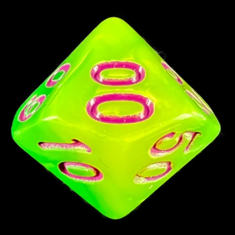 HALF PRICE CLEARANCE TDSO Duel Pearl Green & Yellow With Purple Percentile Dice
