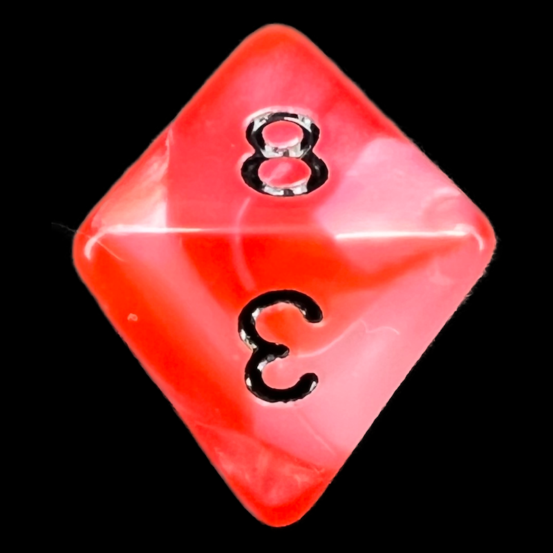 TDSO Duel Pearl Red & White With Black D8 Dice