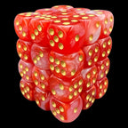 TDSO Duel Pearl Red & White With Gold 36 x D6 Dice Set