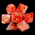 TDSO Duel Pearl Red & White With Gold 7 Dice Polyset