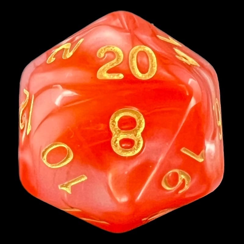 TDSO Duel Pearl Red & White With Gold D20 Dice
