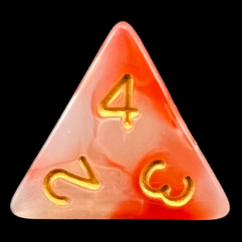 TDSO Duel Pearl Red & White With Gold D4 Dice