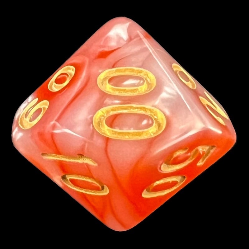 TDSO Duel Pearl Red & White With Gold Percentile Dice