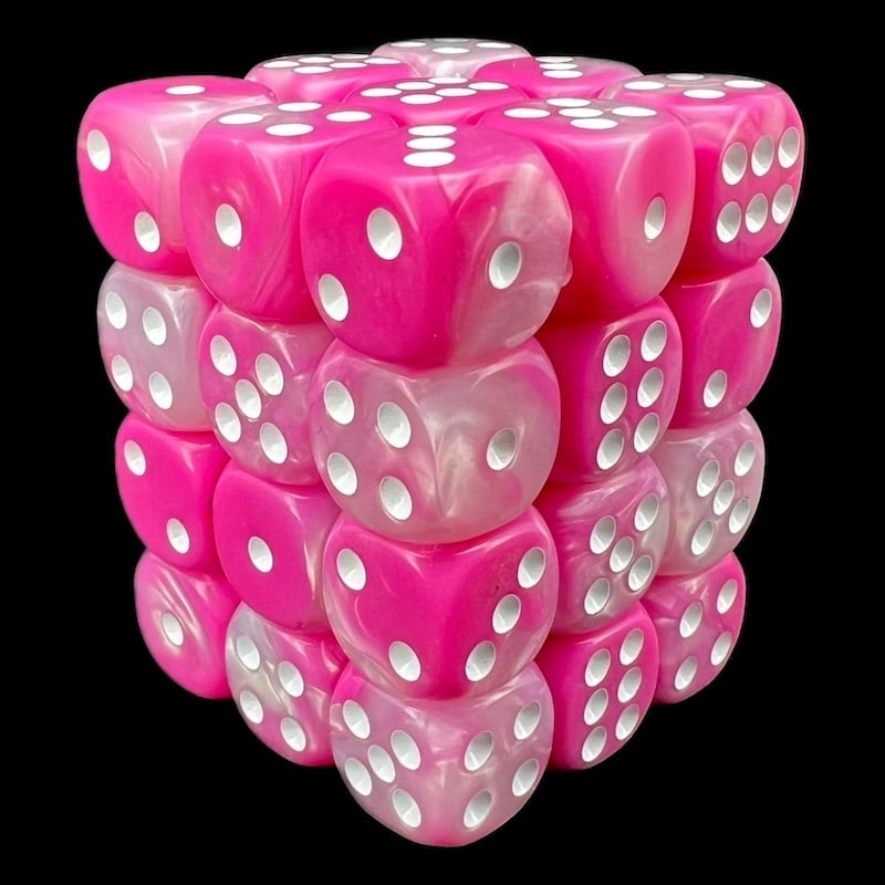TDSO Duel Pink & Pearl White 36 x D6 Dice Set