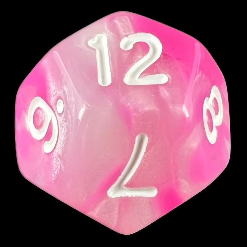 TDSO Duel Pink & Pearl White D12 Dice