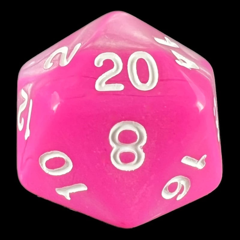 TDSO Duel Pink & Pearl White D20 Dice