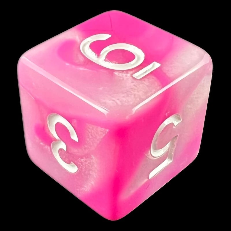 TDSO Duel Pink & Pearl White D6 Dice