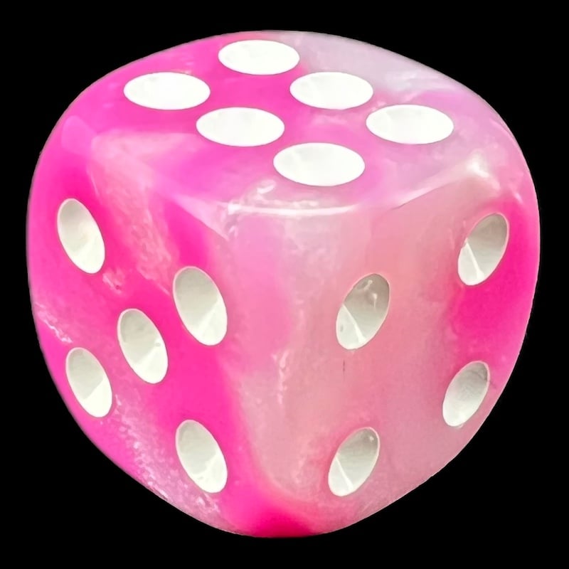 TDSO Duel Pink & Pearl White 16mm D6 Spot Dice