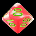 HALF PRICE CLEARANCE TDSO Duel Pink & White with Green Percentile Dice