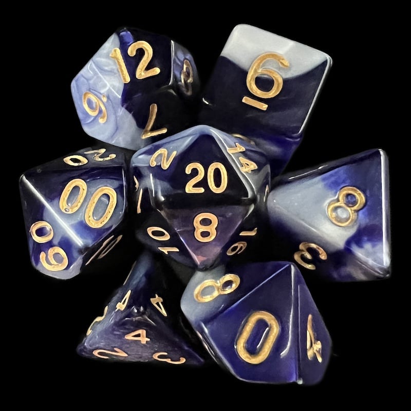 TDSO Duel Purple & Pearl White 7 Dice Polyset