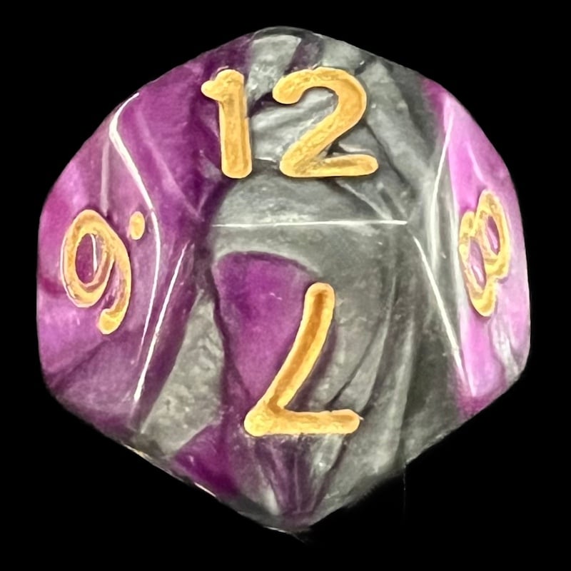 TDSO Duel Purple & Steel with Gold D12 Dice