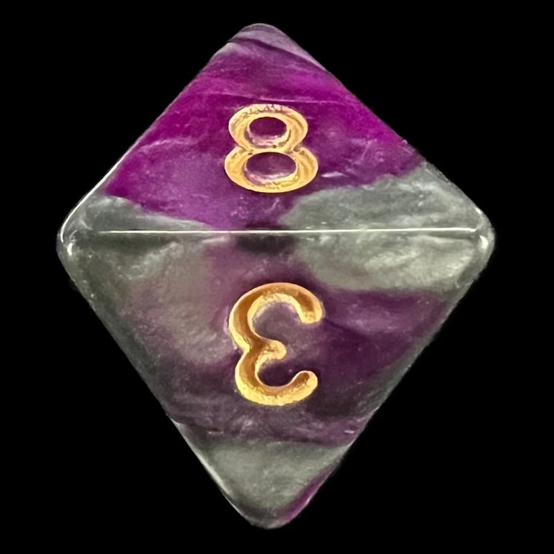 TDSO Duel Purple & Steel with Gold D8 Dice