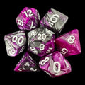 TDSO Duel Purple & Steel with White 7 Dice Polyset