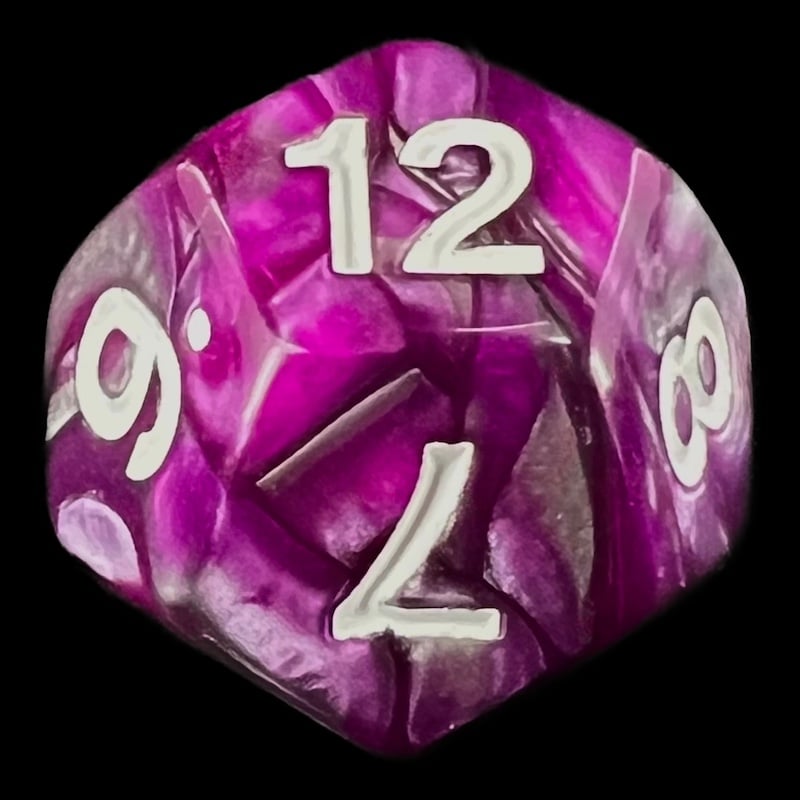 TDSO Duel Purple & Steel with White D12 Dice