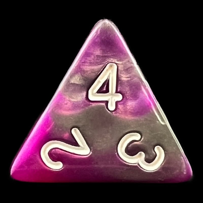 TDSO Duel Purple & Steel with White D4 Dice