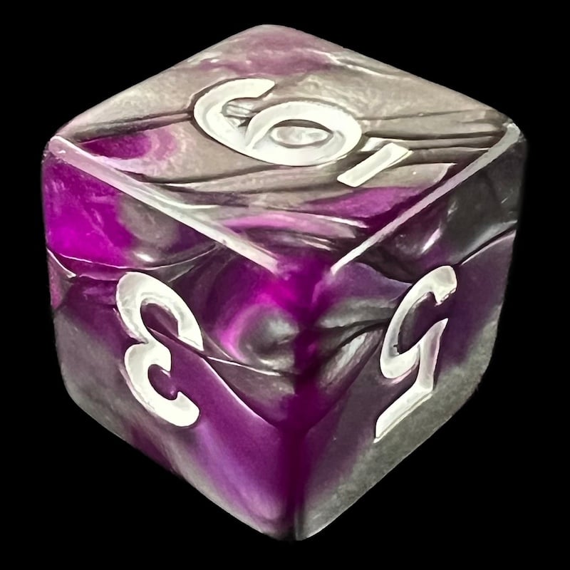 TDSO Duel Purple & Steel with White D6 Dice