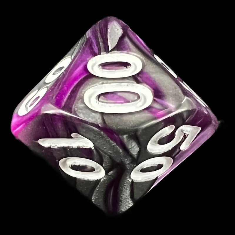 TDSO Duel Purple & Steel with White Percentile Dice
