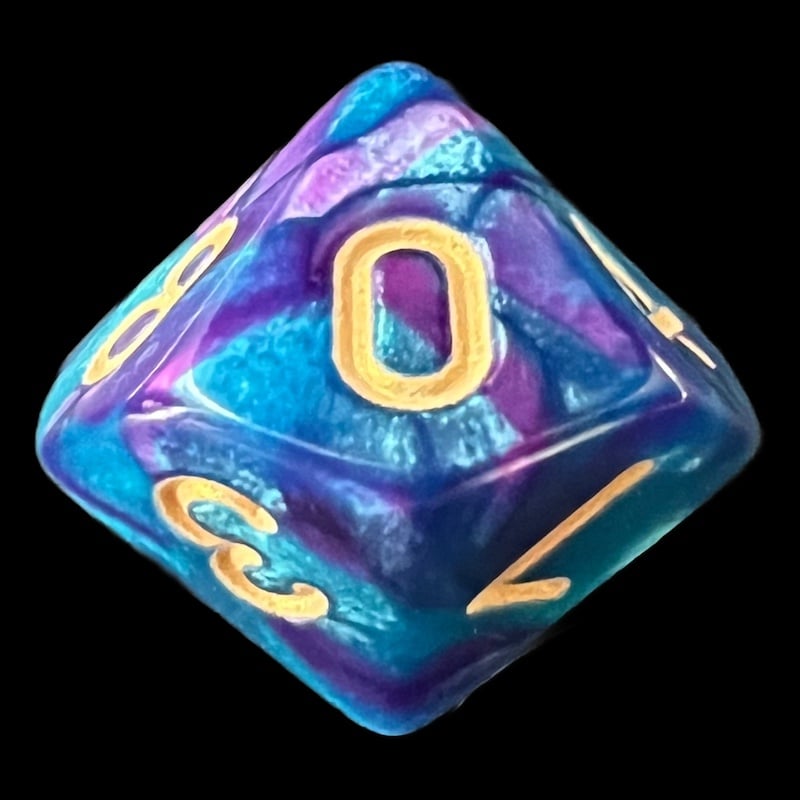 TDSO Duel Purple & Teal with Gold D10 Dice