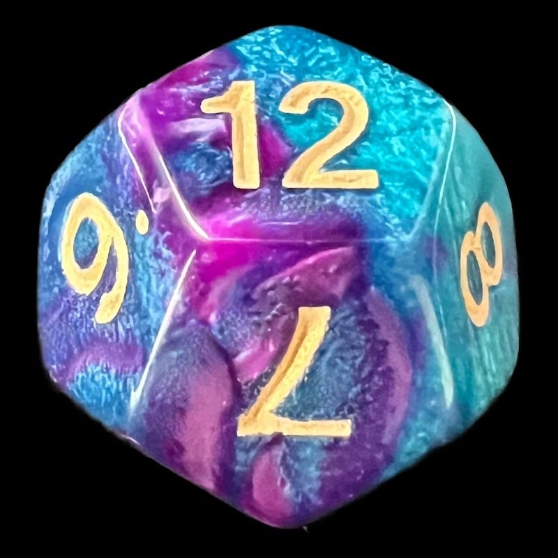 TDSO Duel Purple & Teal with Gold D12 Dice