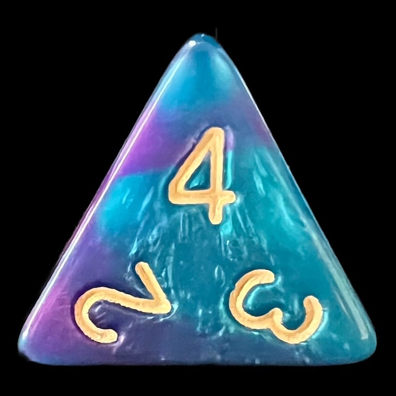 TDSO Duel Purple & Teal with Gold D4 Dice