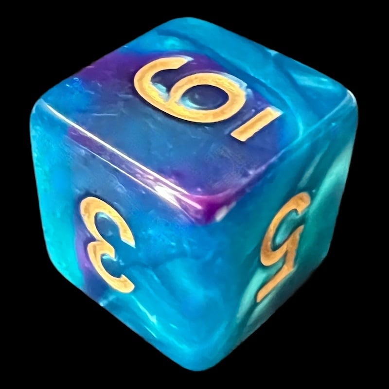 TDSO Duel Purple & Teal with Gold D6 Dice