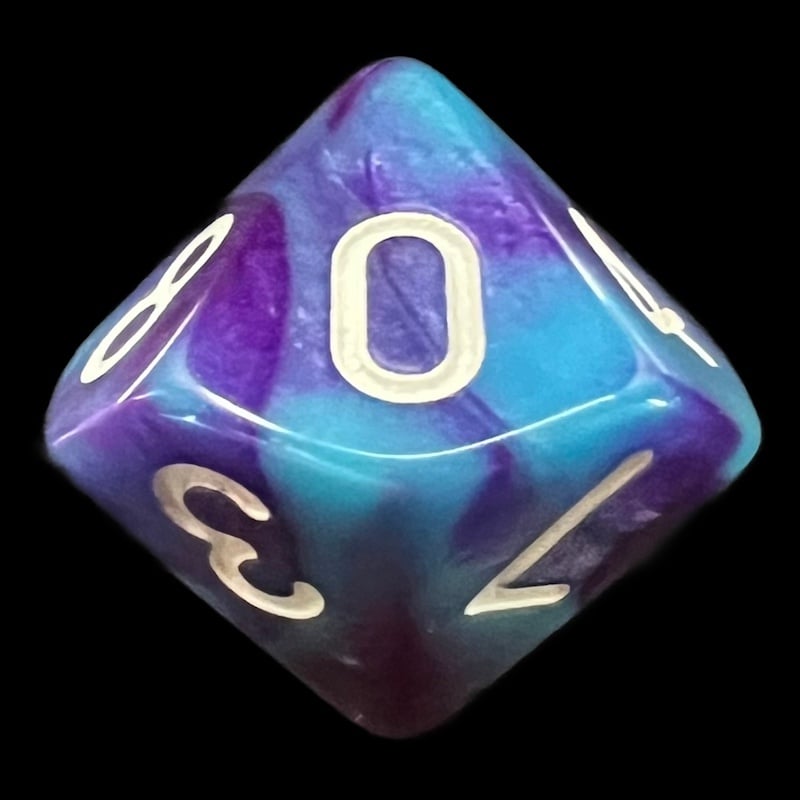 TDSO Duel Purple & Teal with White D10 Dice
