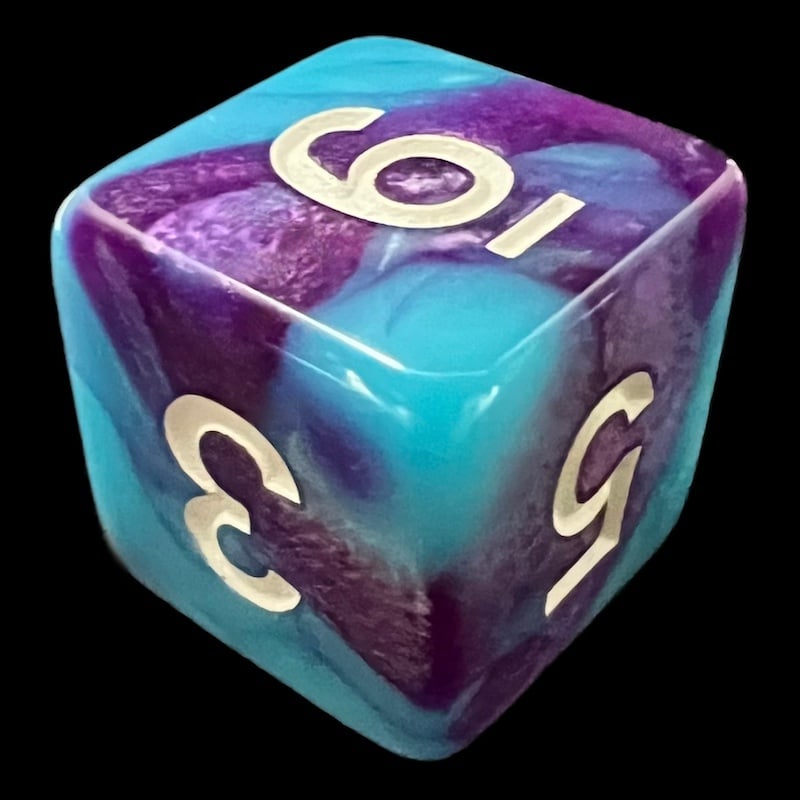 TDSO Duel Purple & Teal with White D6 Dice