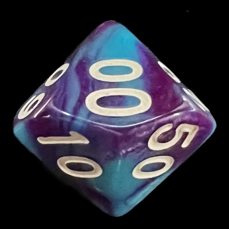 TDSO Duel Purple & Teal with White Percentile Dice
