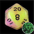 TDSO Duel Purple & Yellow Glow in the Dark D20 Dice