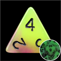 TDSO Duel Purple & Yellow Glow in the Dark D4 Dice