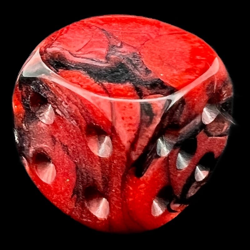 TDSO Duel Red & Black Blank Faced Uninked D6 Spot Dice