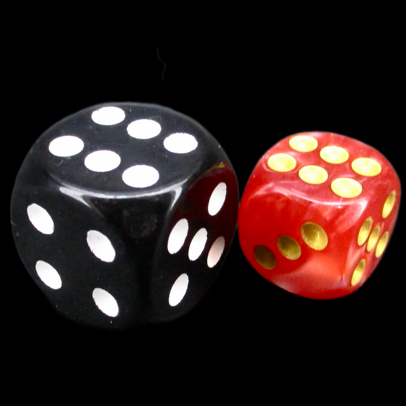 TDSO Duel Pearl Red & White With Gold 12mm D6 Spot Dice