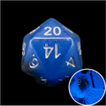 TDSO Duel Sapphire & Black Glow in the Dark D20 Dice
