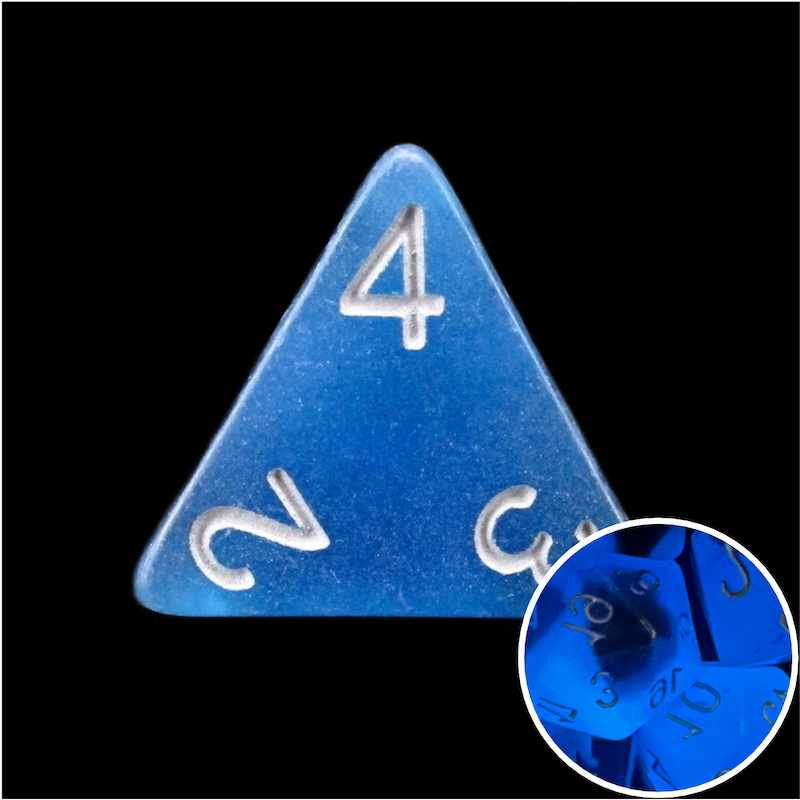 TDSO Duel Sapphire & Black Glow in the Dark D4 Dice
