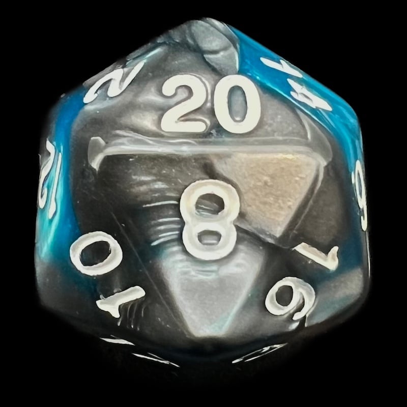 TDSO Duel Steel & Teal D20 Dice