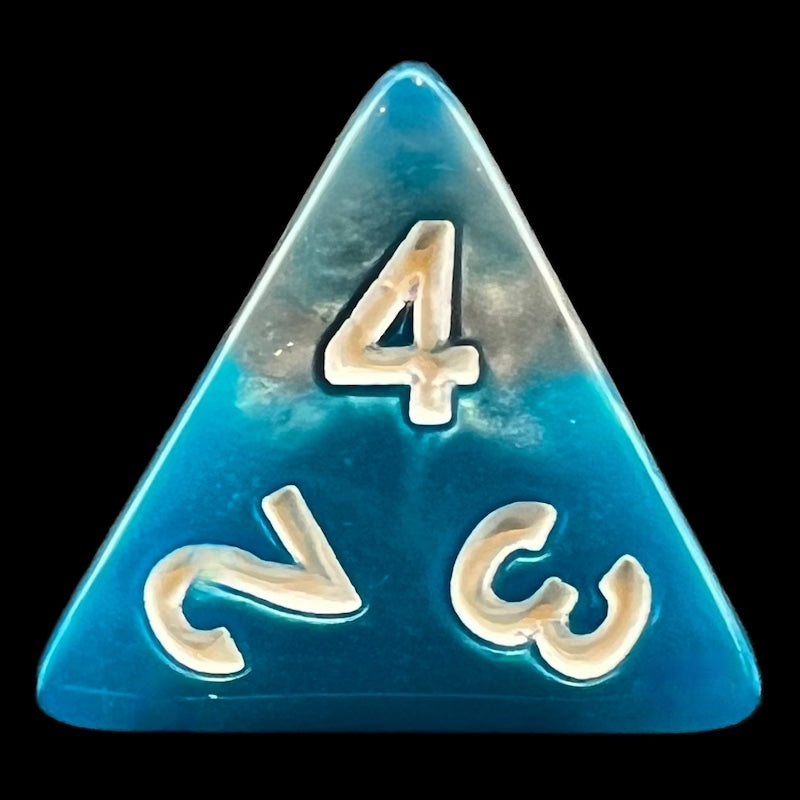 TDSO Duel Steel & Teal D4 Dice