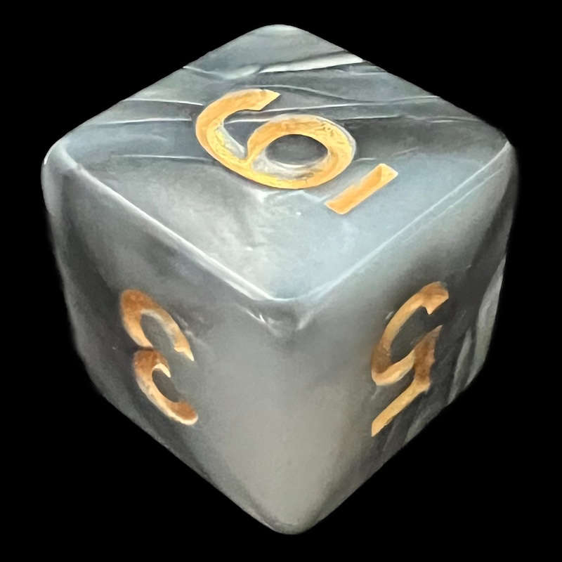 TDSO Duel Pearl Steel & White D6 Dice