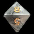TDSO Duel Pearl Steel & White D8 Dice
