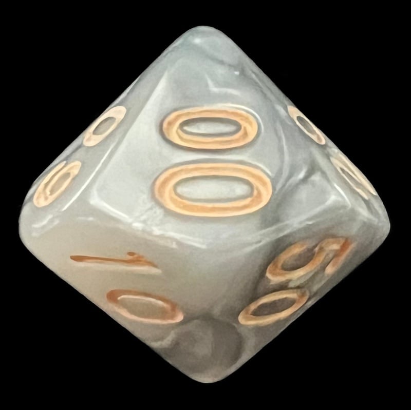 TDSO Duel Pearl Steel & White Percentile Dice