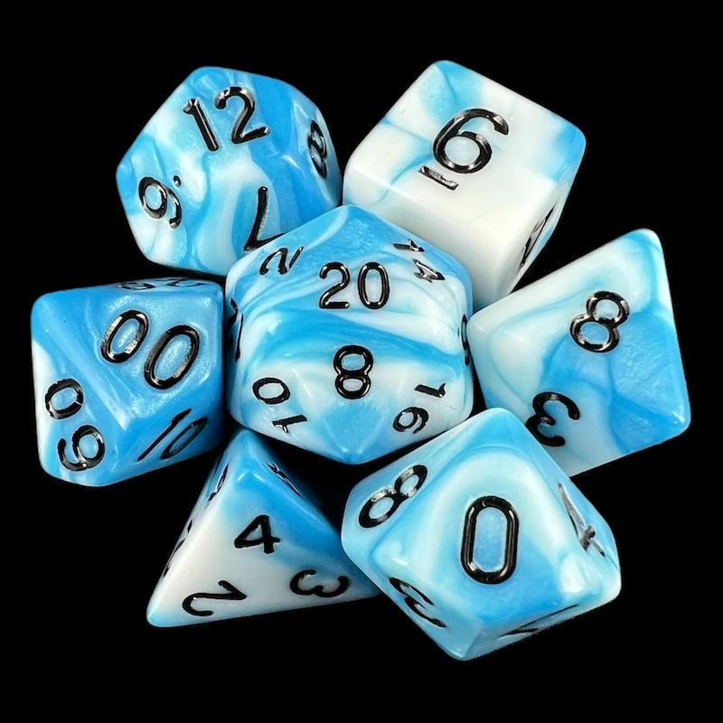 TDSO Duel Teal & White 7 Dice Polyset