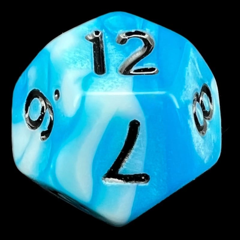 TDSO Duel Teal & White D12 Dice