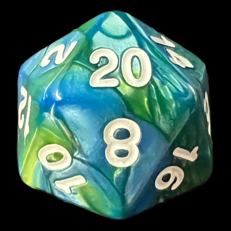 TDSO Duel Turquoise Blue & Pistachio Green D20 Dice